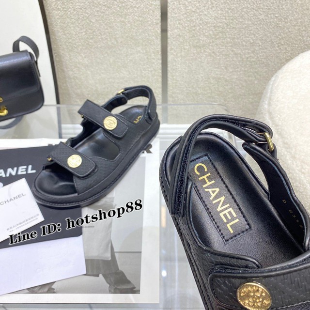 chanel香奈兒2022早春最新一季魔術貼涼鞋 沙灘涼鞋 dx3277